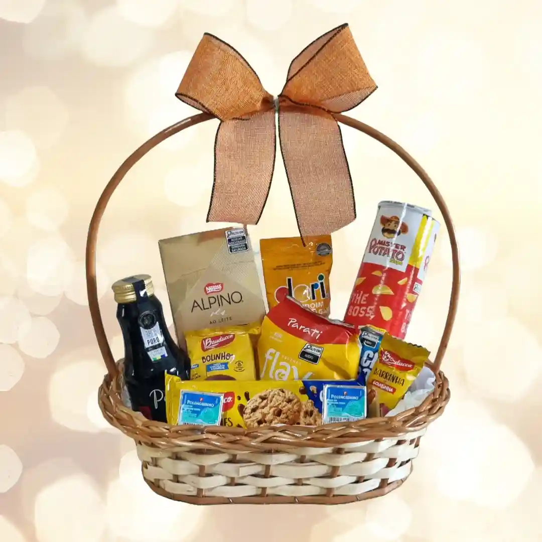 Cesta Aniversário Felicidade Radiante é ideal para presentear em aniversários de forma prática e com ótima apresentação.
